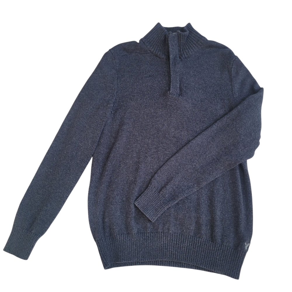 American Eagle Quarter Zip Pullover Sweater Athletic Fit Casual L 100% Cotton